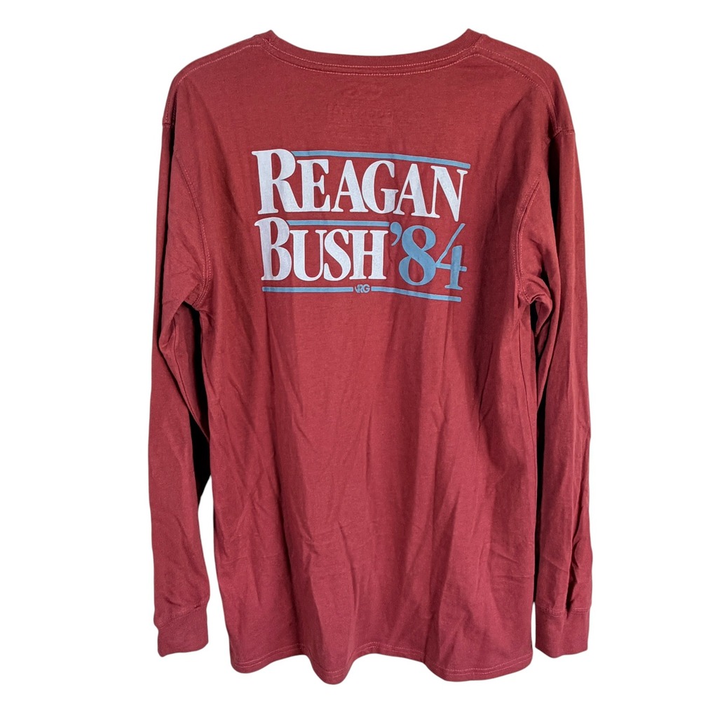 Rowdy Gentleman Reagan Bush 84 Long Sleeve T Shirt Mens L‎ Red Pocket Tee